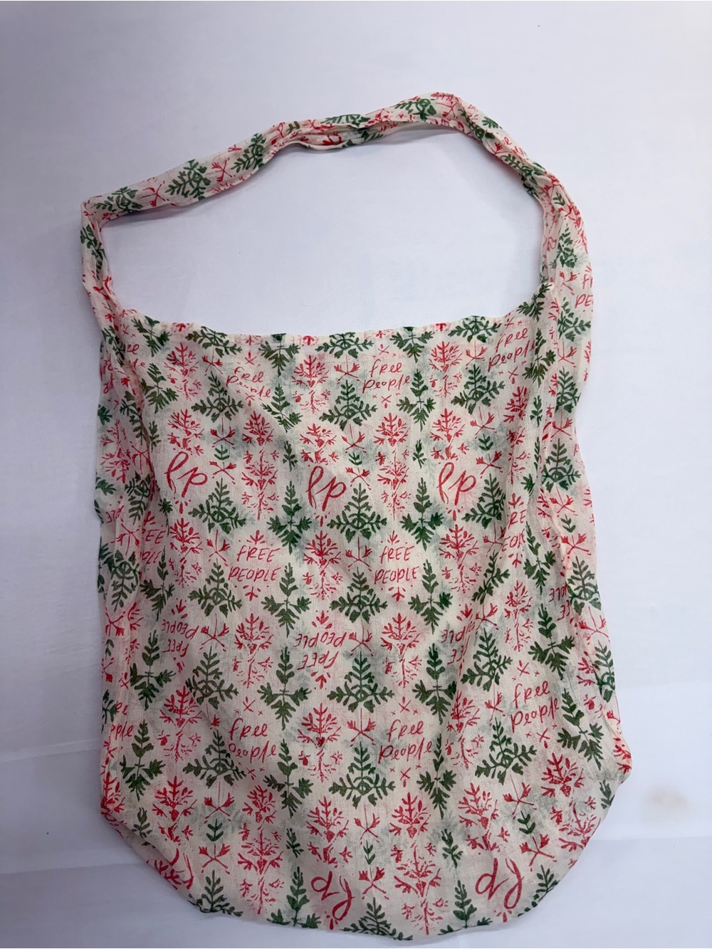 Free People Cream Shoulder Bag with Red & Green Floral Print
